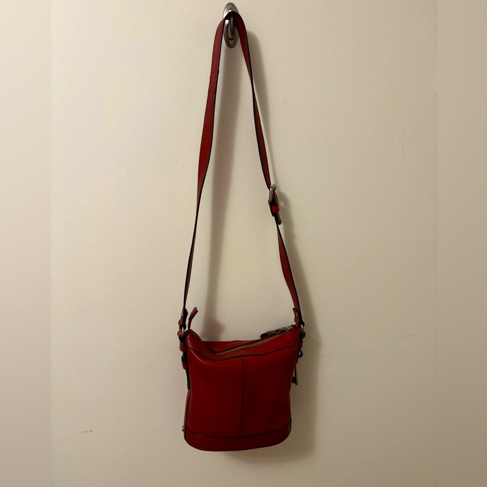 Fossil Red Leather Crossbody Bag